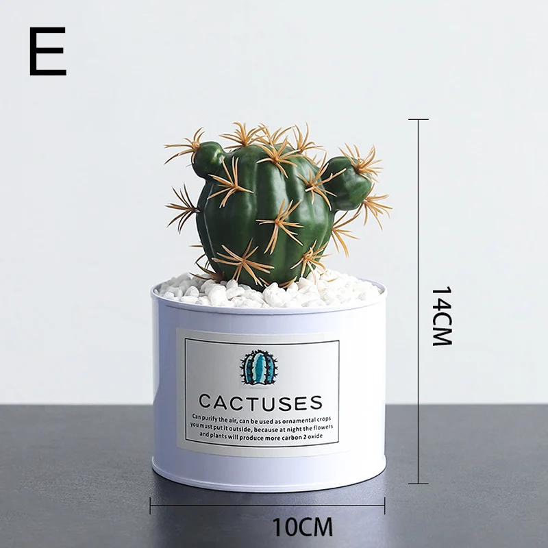 

Artificial Cactus in Iron Pots Small Potted Fake Faux Cacti for Home Decoration QP2