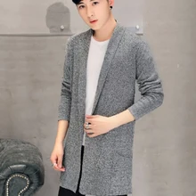 Черный длинный зимний мужской свитер брендовая одежда кардиган с v-образным вырезом мужские свитера с карманами мужские вязаные свитера размера плюс 3XL 50