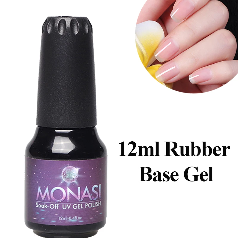 

Monasi 12ml Rubber Base Coat Thicker Gel Soak Off Long lasting Base Gel UV Primer 2018 New Arrival