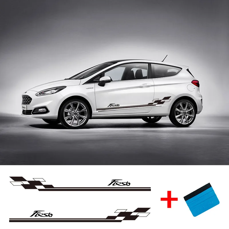 Виниловая наклейка с полосками сбоку для автомобилей Ford Fiesta 2 шт.|Наклейки на