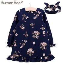 Humor Bear/платье для девочек; Брендовое платье принцессы; сезон осень; европейский и американский стиль; повязка на голову; платье для маленьких детей; детская одежда