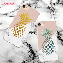 Gold Pineapple Phone Case For iphone 7 Case Geometric Splice Stone Marble Texture Pattern Cases For iphone 7 8 8 Plus X Cover