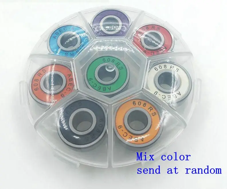 Горячее предложение! стабильная быстрая скорость креативный интегрированный скейтборд подшипник ABEC9 расширенное внутреннее кольцо идеальный Выравнивающий подшипник для Лонгборда 608rs - Цвет: 8pc mix random color