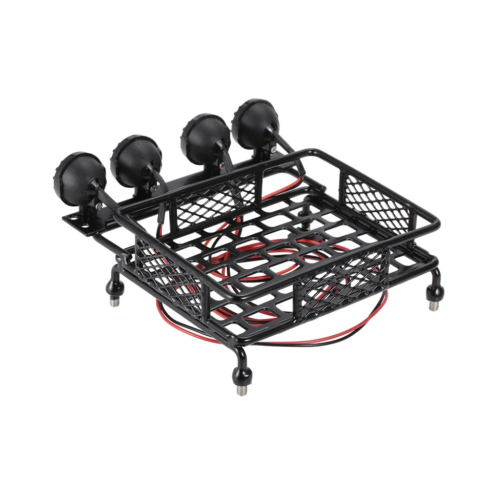 RC Rock Crawler Cars Roof Rack Luggage Carrier & LED Light Bar for RC Car 110 Truck TAMIYA CC01 CR01 AXIAL SCX10 RC4WD REDCAT (13)