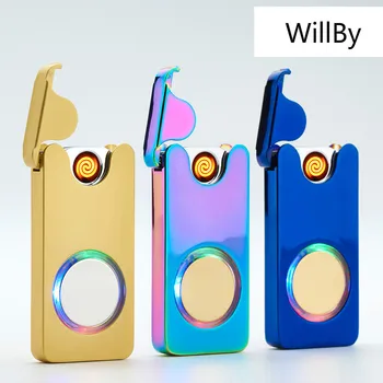 

2PCS/LOT Creative Metal Belt with Colorful Lights Rolling USB Rechargeable Electronic Cigarette Lighter.