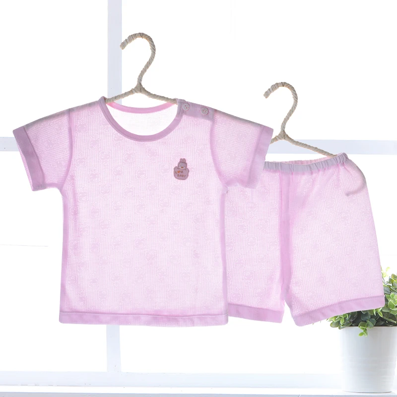 Baby Pajamas for Boys Girls Summer Cool Bamboo Fiber Thin Short Sleeve