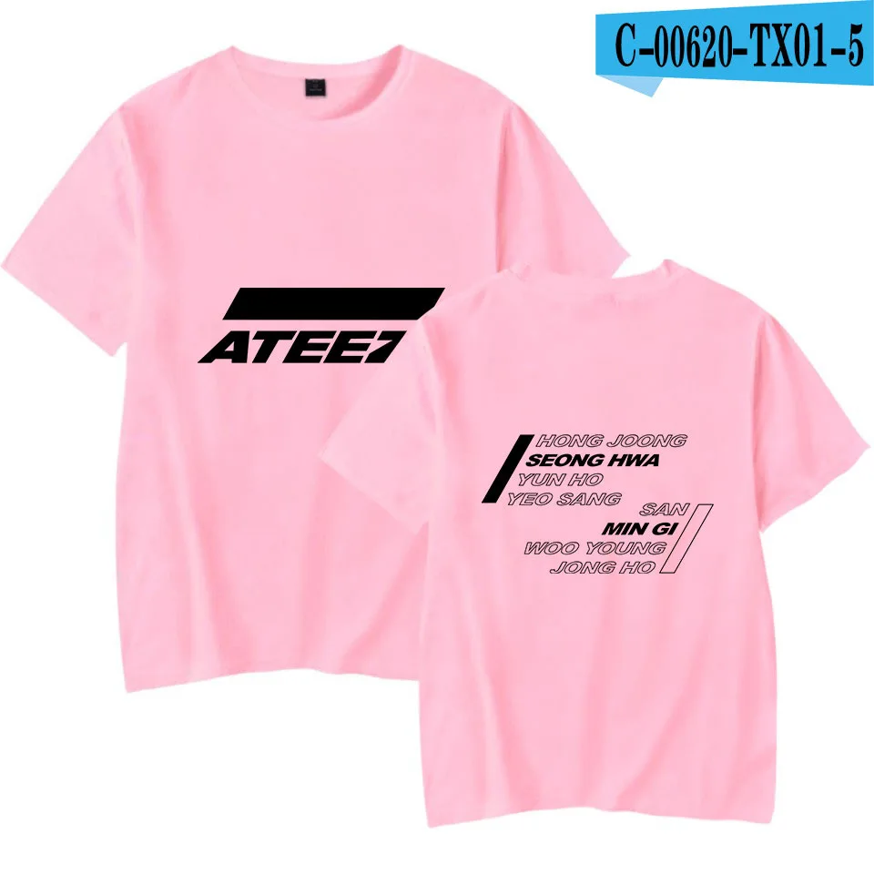 Kpop ateez-男性と女性のためのクールでカジュアルなTシャツ,半袖
