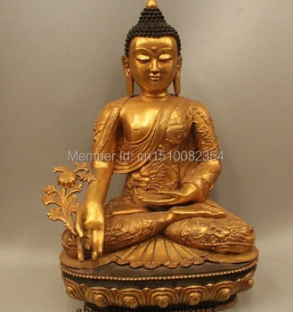 

29" Tibet Tibetan Buddhism Bronze Dragon Shakyamuni Amitabha Buddha Statue