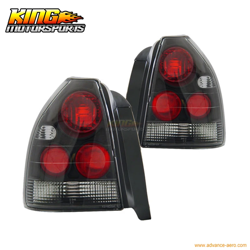 For 1996 2000 Honda Civic 3Dr Hatchback Tail Lights Black 97 98 USA