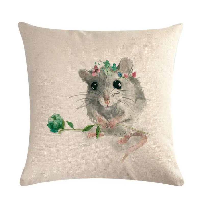 Наволочка для подушки с изображением мышки и цветов, наволочки для подушки с изображением первого взгляда, наволочки для подушек с изображением летучей мыши, украшения для спальни и дивана ZY283 - Цвет: ZY28302
