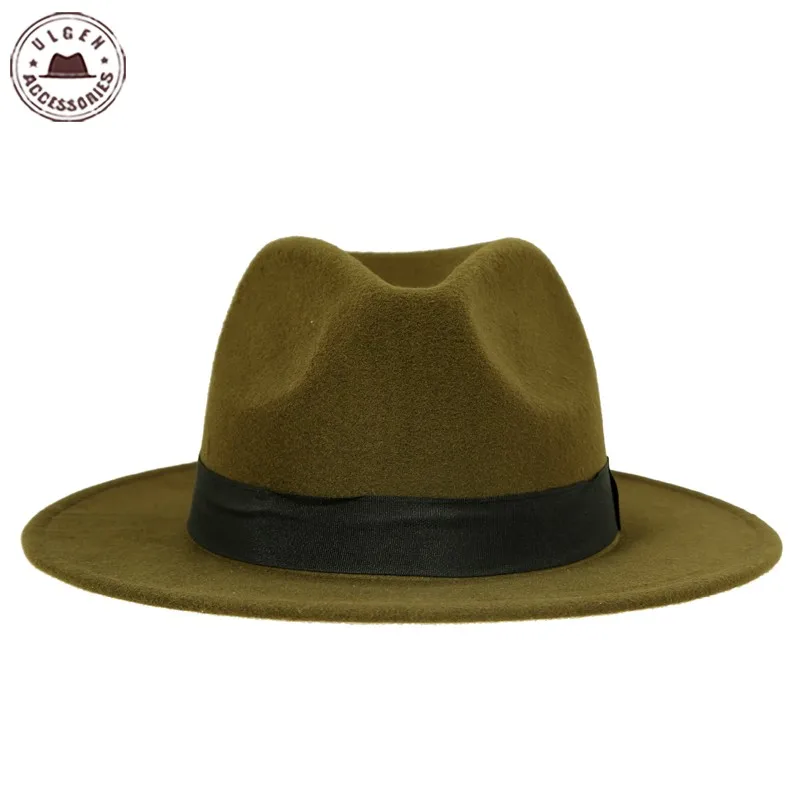 

Vintage unisex wool Jazz hats large brim felt cloche cowboy panama fedora hat for women black red trilby derby fedoras