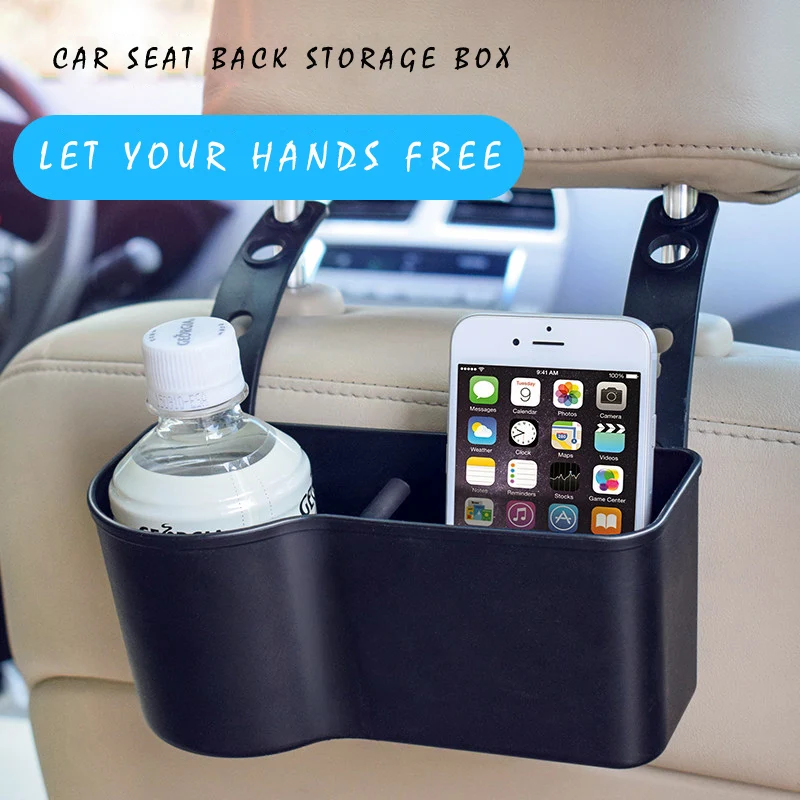 

E-FOUR Car Seat Back Storage Box ABS Simple Vision Two Colors Hold Phones Books Drink Cup Rubbish Keep Car Clean Stowing Tidying