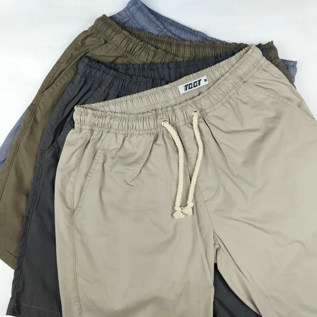 TQQT Mens Shorts Elastic Waist Thin Cargo Short Cotton Material Bermuda Pockets Male Short Bermuda Low Waist Solid Shorts 7P0117