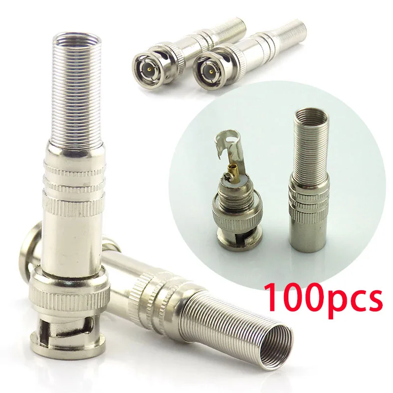

Gakaki 100pcs bnc connector BNC Male Connector adapter to Twist-on Coaxial RG59 Cableused CCTV Audio Video Camera system