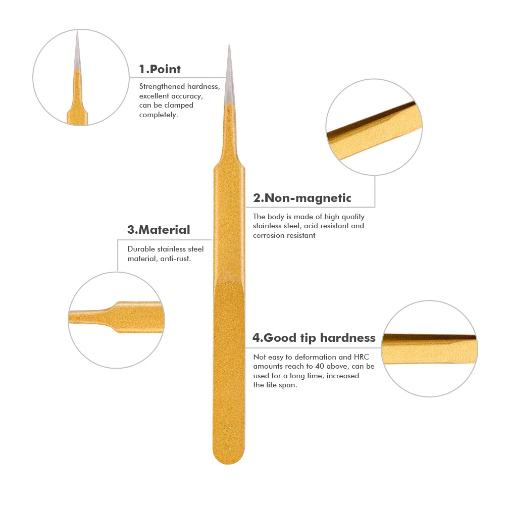 Профессиональный антистатический антикоррозийный Пинцет для ресниц из нержавеющей стали Супер жесткий инструмент для наращивания ресниц 6 вариантов