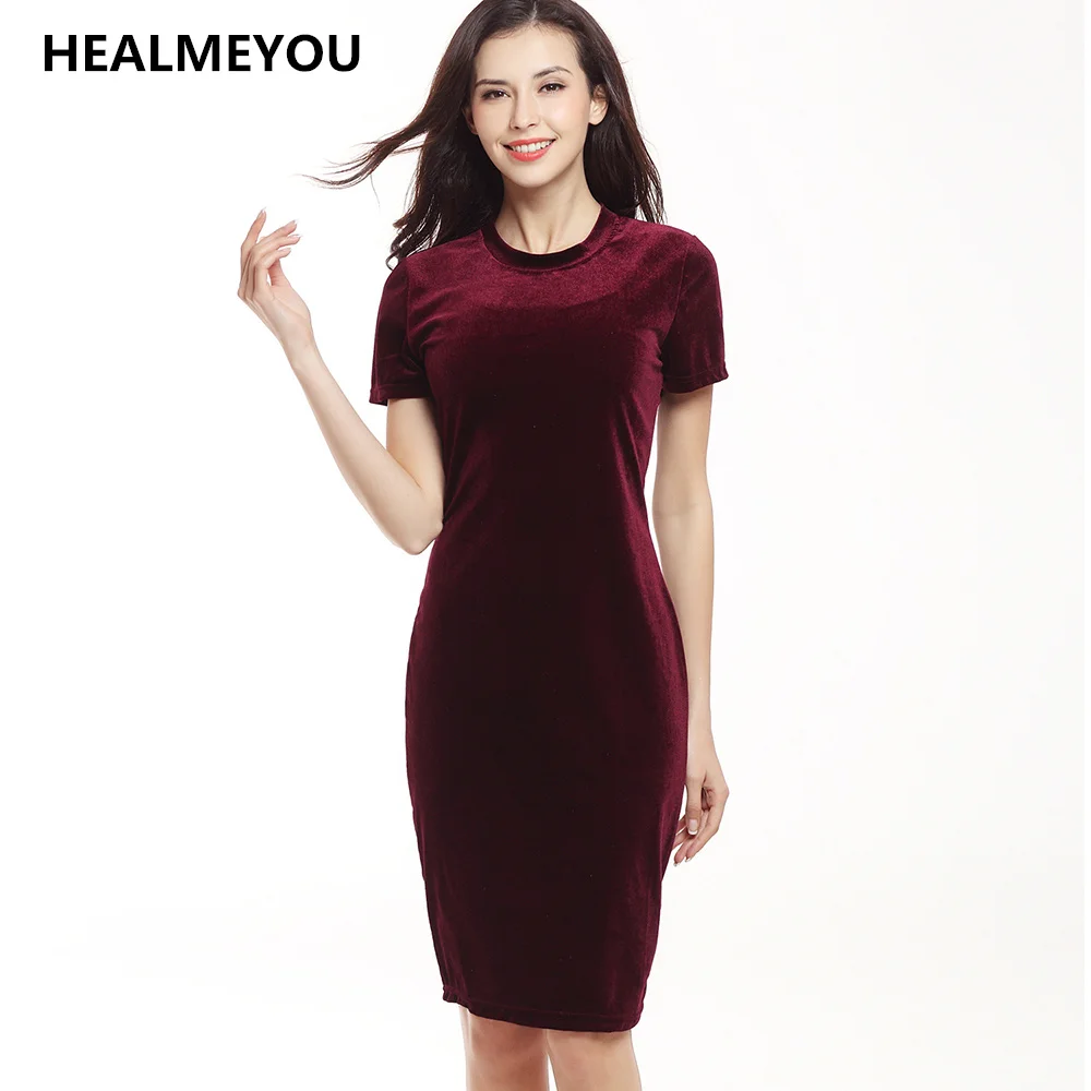 

High Quality Women New Sexy Fashion Autumn Short Sleeve Spaghetti Strap Evening Party Mid Velvet Dress Robe Velours