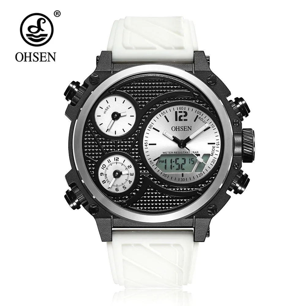 

Original Fashion OHSEN Quartz Digital Sports Watch Men LED Stopwatch Wristwatch Rubber Band Waterproof Watch Relogios Masculinos