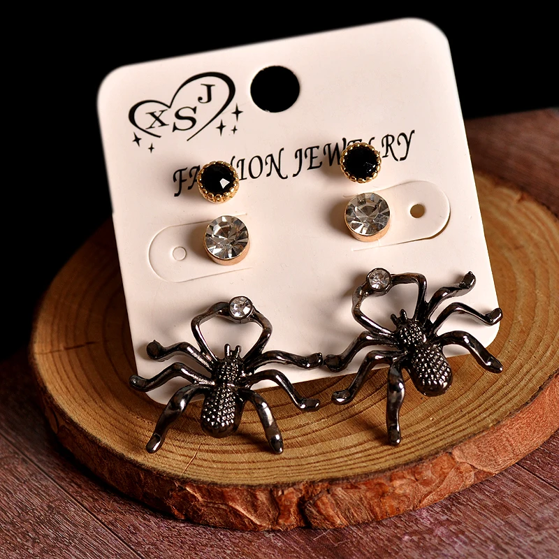 Новая модная женская одежда и аксессуары для девочек день рождения серьги в виде паука Красивая смешивать и матч 3 пар/компл. серьги подарок на год