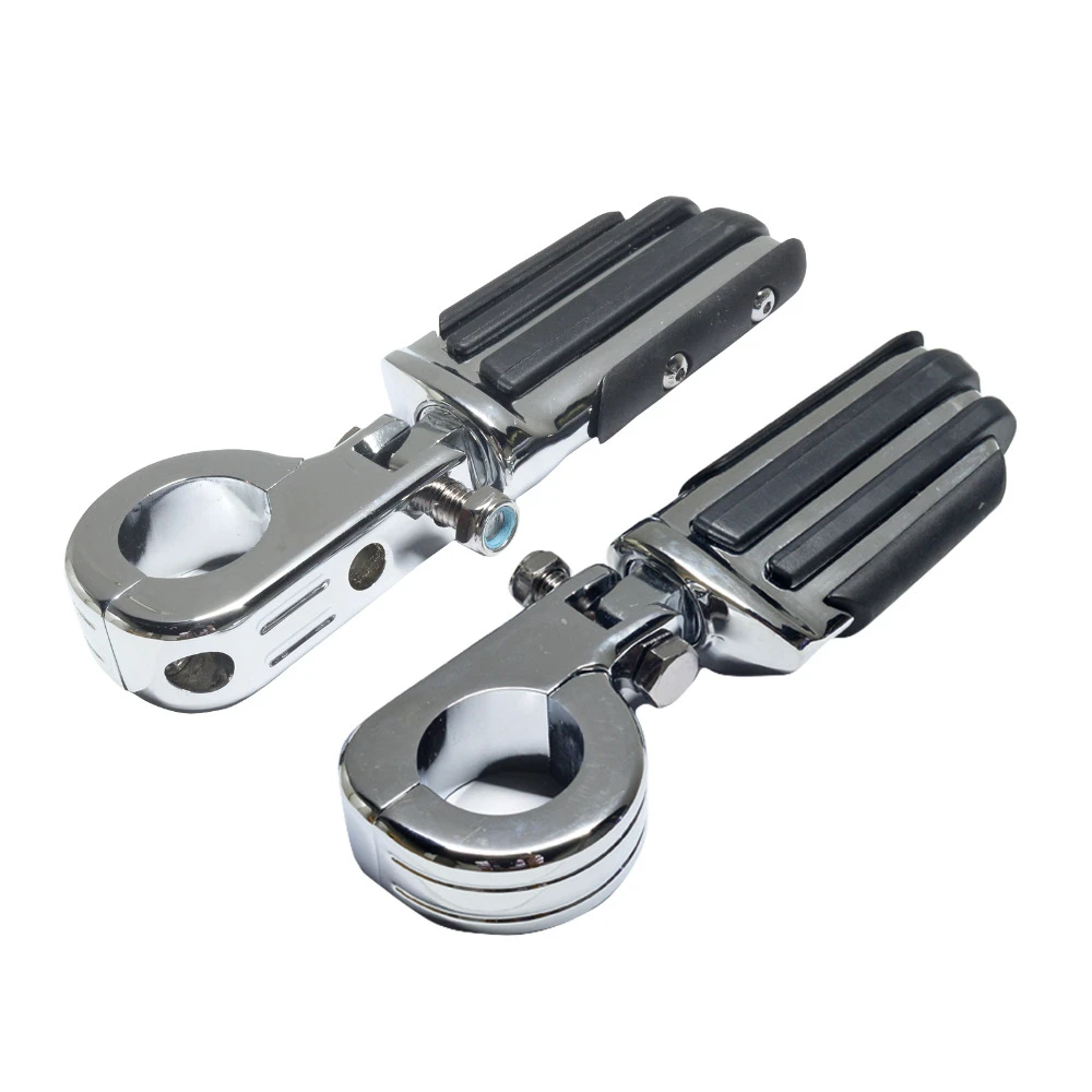 Chrome Motorcycle 1.5/" 1-1//2/" Engine Guard Highway Bar Pegs Foot Peg Mount Clamp