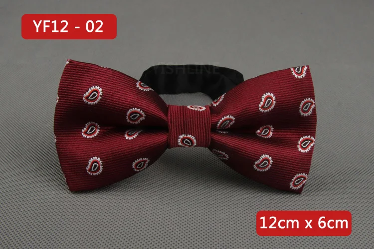 YISHLINE NEW Men's Bow Tie Gold Paisley Bowtie Business Wedding Bowknot Dot Blue And Black Bow Ties For Groom Party Accessories - Цвет: YF12-2