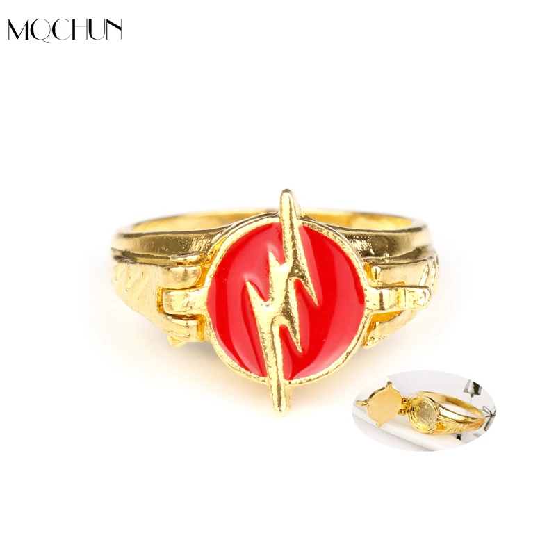 MQCHUN DC Comic Jewelry Marvel Superheroes The Flash Flashman Can Open Rings for Women Men Lighting Finger Ring Party Cosplay