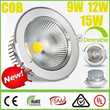Затемнения CREE 9 Вт 12 Вт 15 Вт COB светодиодный светильник+ Драйвер питания теплый/холодный/натуральный белый светильник встраиваемые потолочные лампы