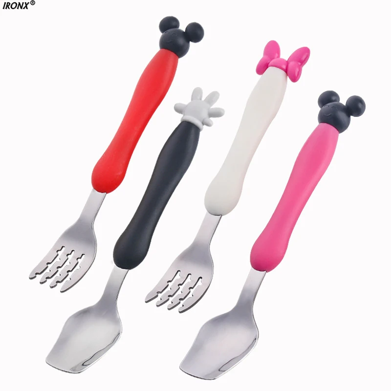 

2pcs/set Stainless Steel Cartoon Tableware Set for Ice Cream Tea Coffee Dessert Children Dinnerware Set 2D