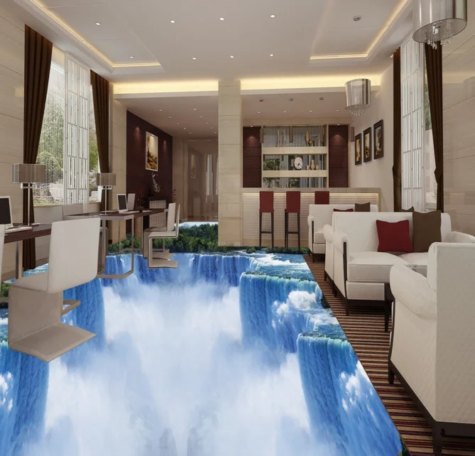 

[Self-Adhesive] 3D Smoke Waterfall 8 Non-slip Waterproof Photo Self-Adhesive Floor Mural Sticker WallPaper Murals Print Decal