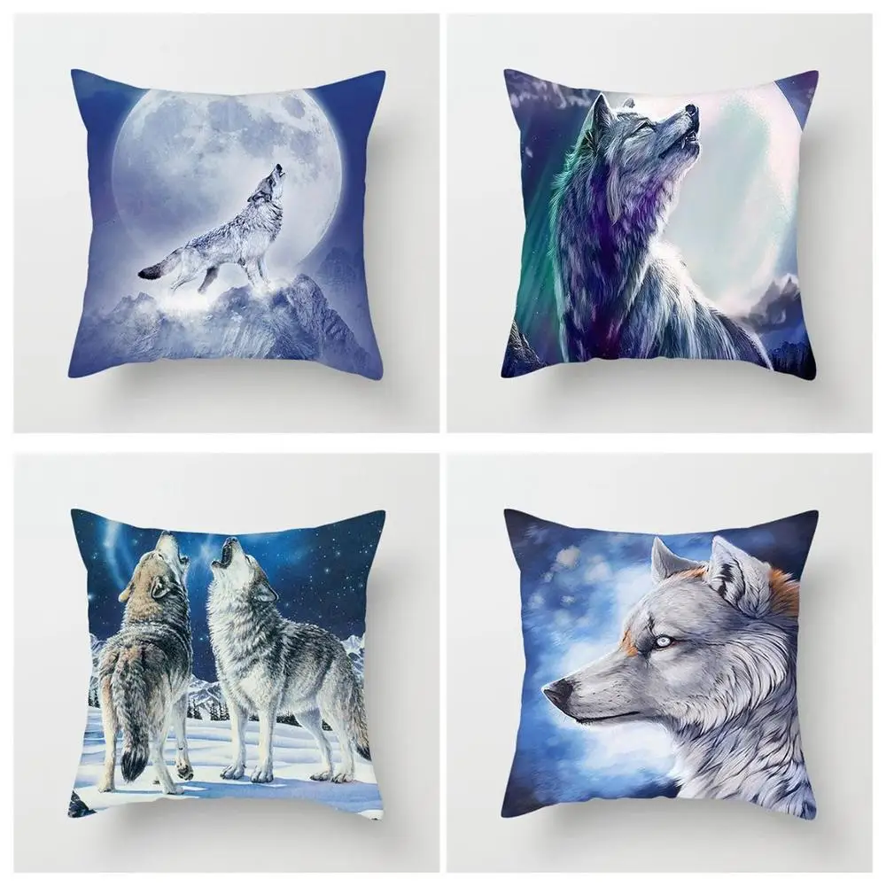 

Fuwatacchi Animal Printed Cushion Cover Wolf Series Throw Pillow Cover for Home Sofa Chair Decorative Pillows 45*45cm