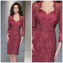 Mutter Der Braut Kleid Spitze Abendkleid Knielangen 3/4 ärmeln Mutter Der Braut Kleider Mit Jacke für mutter