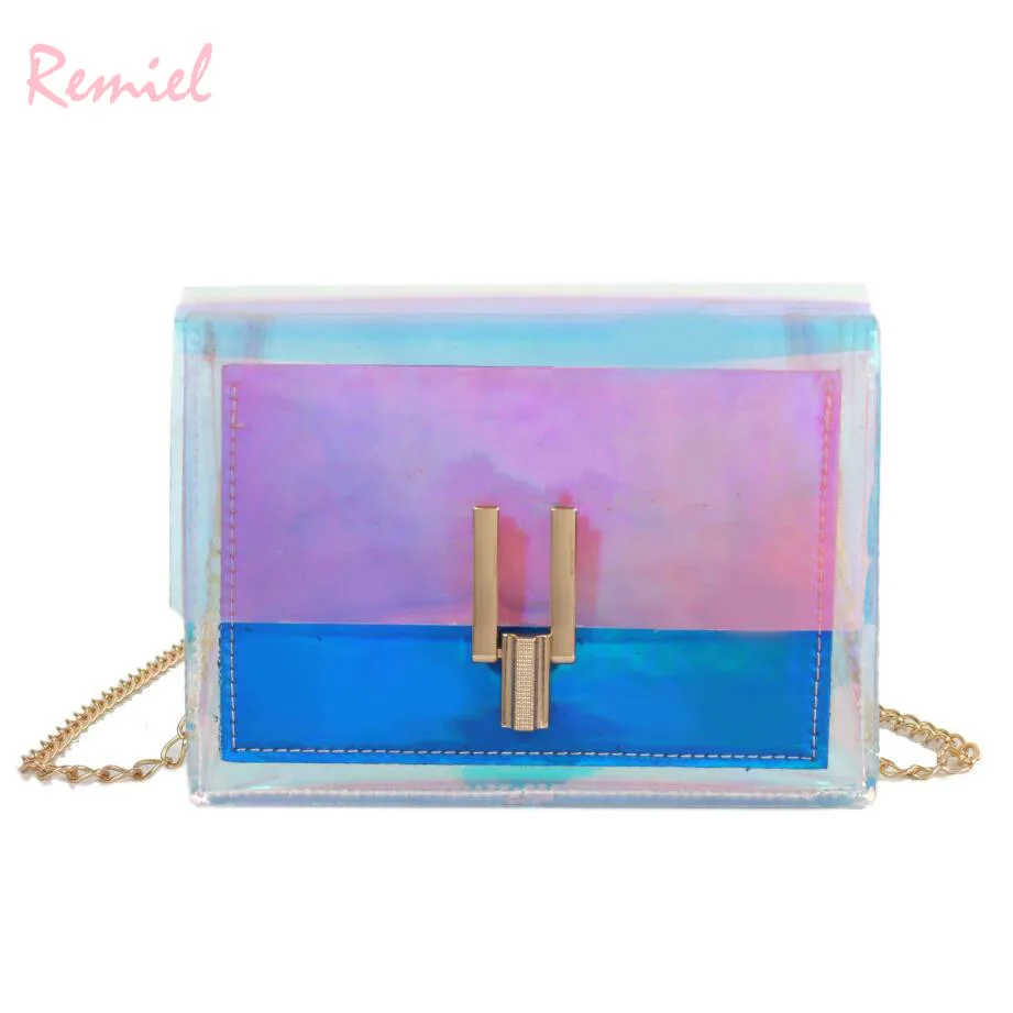 

Transparent Laser Square bag 2019 Fashion New Quality PVC Women's Designer Handbag Sweet Girl Chain Mini Shoulder Messenger bags