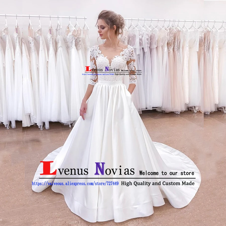 Robe de mariee дешевое свадебное платье сексуальное богемное атласное с аппликацией и