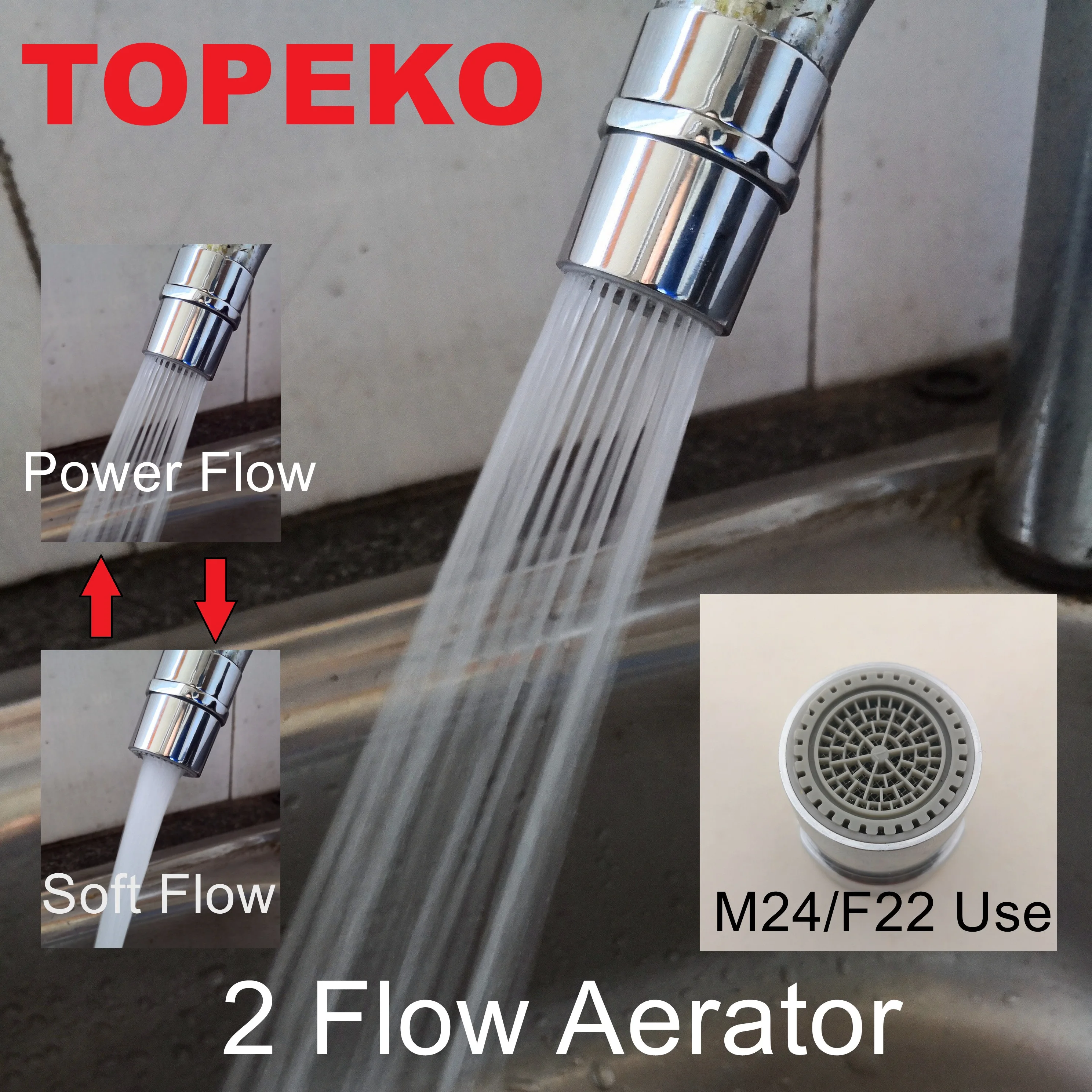 Экономии воды 2 потока(Мощность+ мягкий поток) аэратора(TP-A02)-Мощность-M24/F22 нить-30%-70% экономия денег