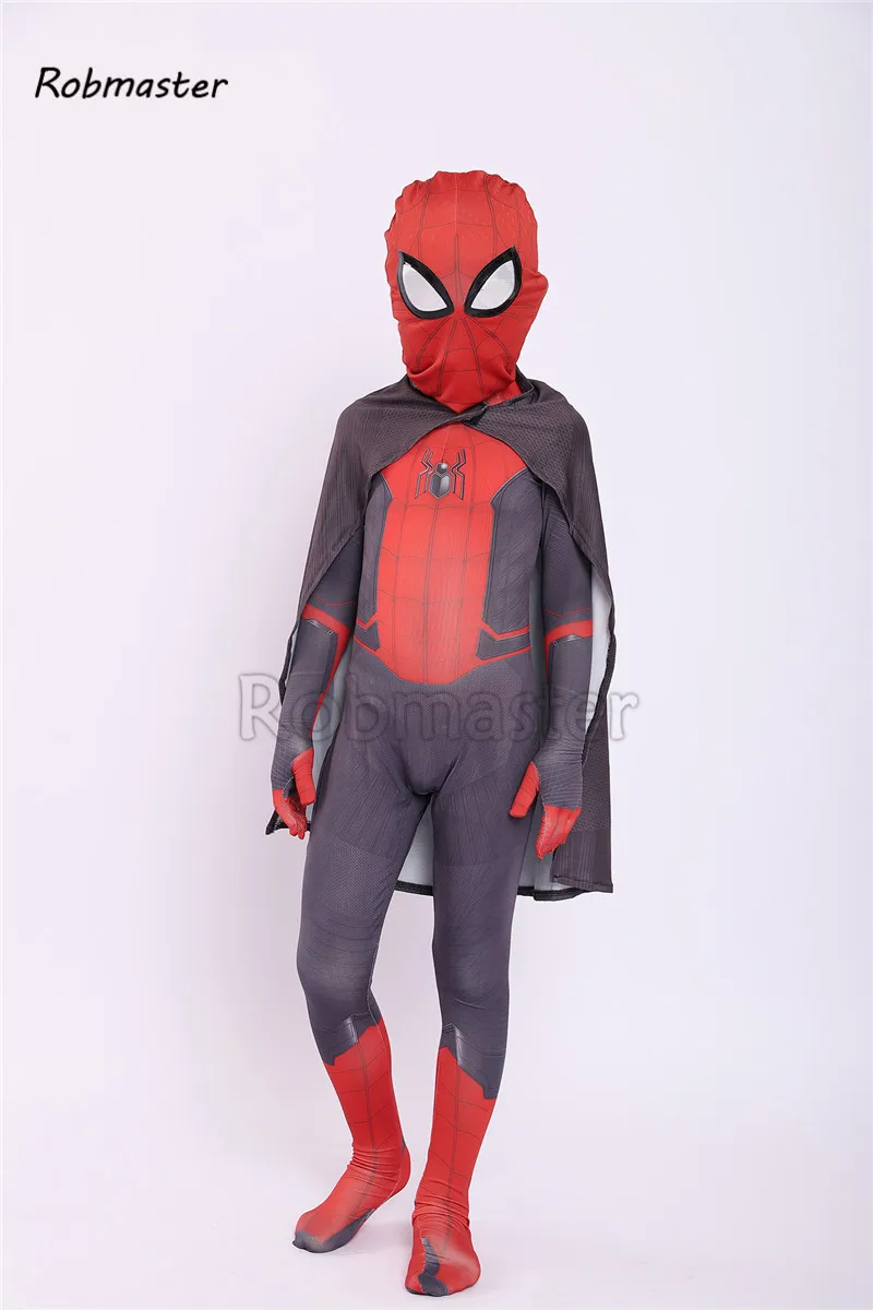 Детский маскарадный костюм Человека-паука Питера Паркера; костюм Человека-паука из фильма «вдали от дома»; накидка для хеллоуина супергероя; костюм зентай