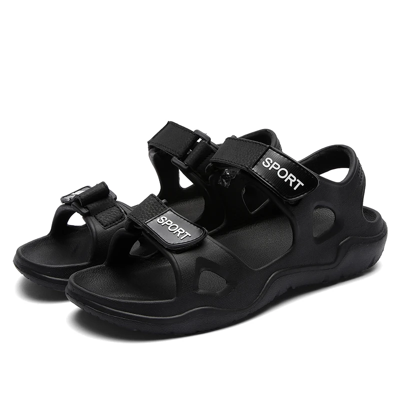 Одежда высшего качества сандалии для прогулок на резиновой подошве; мужские летние пляжные сандалии дышащие мягкие быстросохнущие обувь на плоской подошве в римском стиле, с открытым носком мужские сандалии; большие размеры 40-45