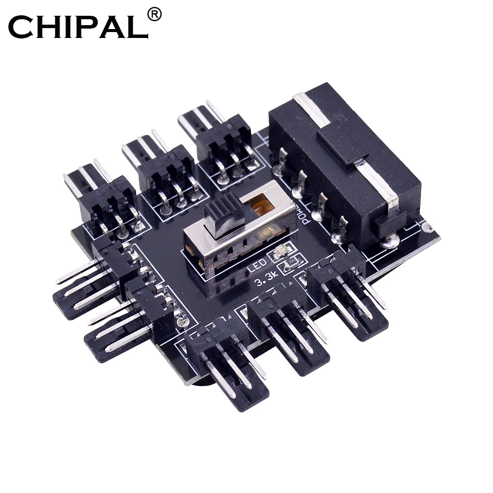 CHIPAL 10PCS 1 to 8 4Pin Power Fan Hub Multi Way Splitter 3Pin 12V Cooling High Low Speed Controller for PC Computer | Компьютеры и