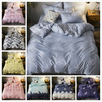

Grey Stars Pattern Duvet Cover 3/4 pcs Bedding Set Sheet Pillowcase Quilt Comforter Pillow Case Single Queen King Size Bed Linen