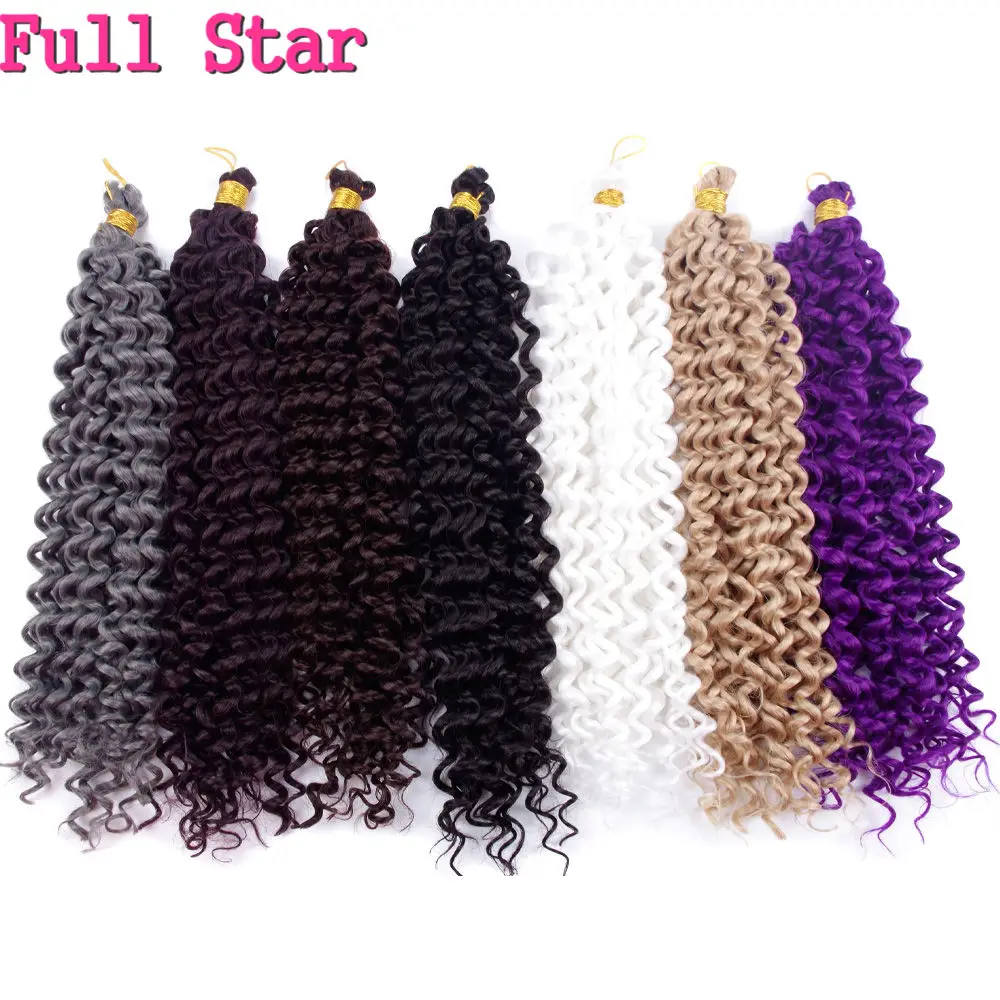 Full Star Water Wave Crochet Hair Extensions Curly Deep Crochet Braids Synthetic Braiding Hair Pure Blonde 99j White Colors Bulk Aliexpress