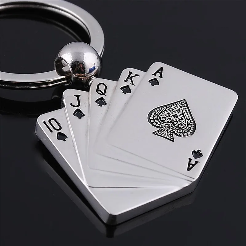 Poker Card Hanging Zinc Alloy Plating Silver Round Circle Connected