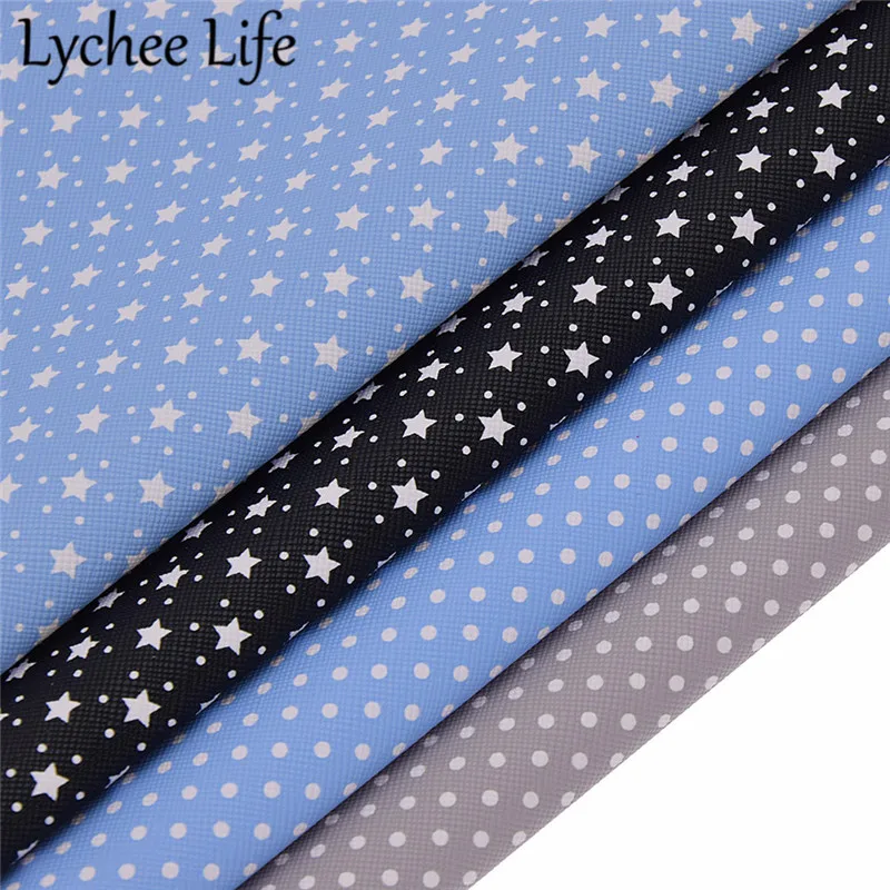 Lychee Life Dots напечатаны звезды кожа ткань A4 красочные 29x21 см PU ткань DIY ручной работы швейная одежда аксессуары