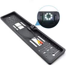 Marco de la Matrícula europea Cámara de Visión Trasera CCD Auto Car Rearview de Reserva del Revés Parking Cámara de Visión Nocturna 8 LED Luces