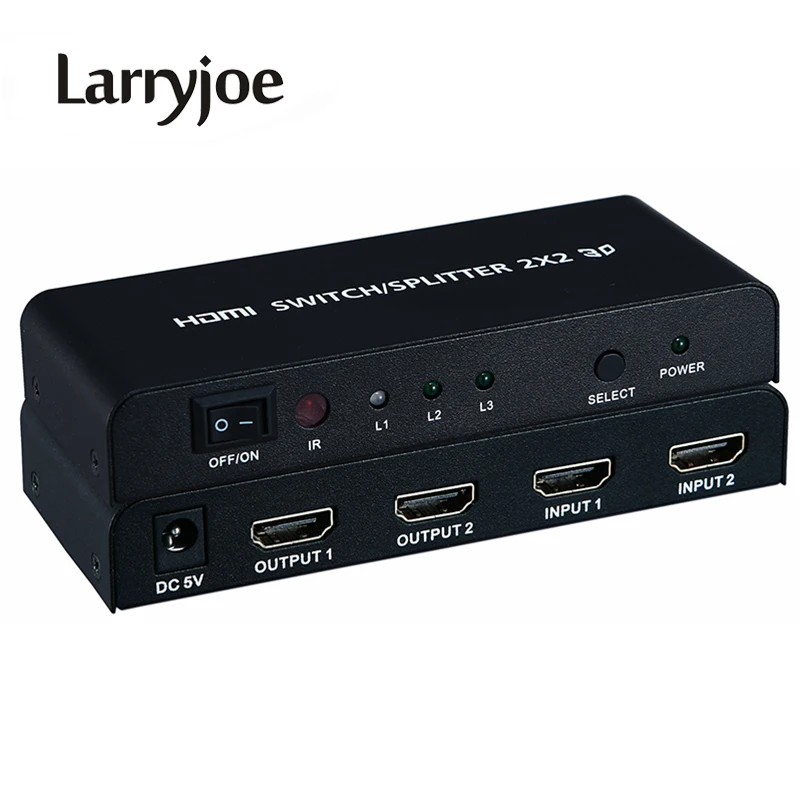 Larryjoe 2017 самый новый HDMI переключатель 2X2 2 в 3D выход Поддержка бокса HDTV ПК DVD PS3 Full