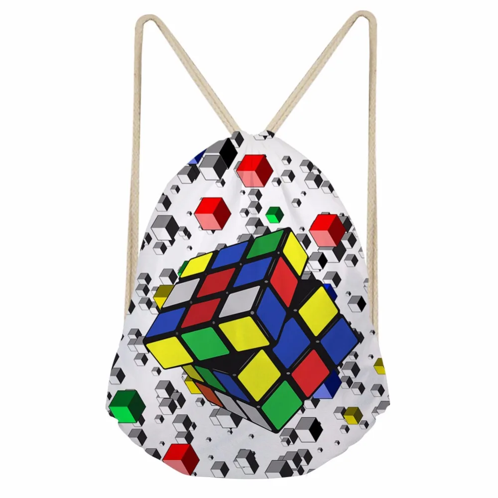 

Noisydesigns 3D Tropical Rubik's cube Printed Backpack Women Girls New Drawstring Bag Casual Travel Storage Bags Mochila Sac