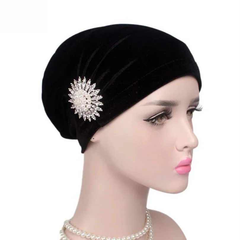 Haimeikang Женская Брошь бархатная Тюрбан повязка на голову мусульманские шапки Хемо Повседневный двойной стрейч хиджаб головной убор тюрбан шляпа для женщин
