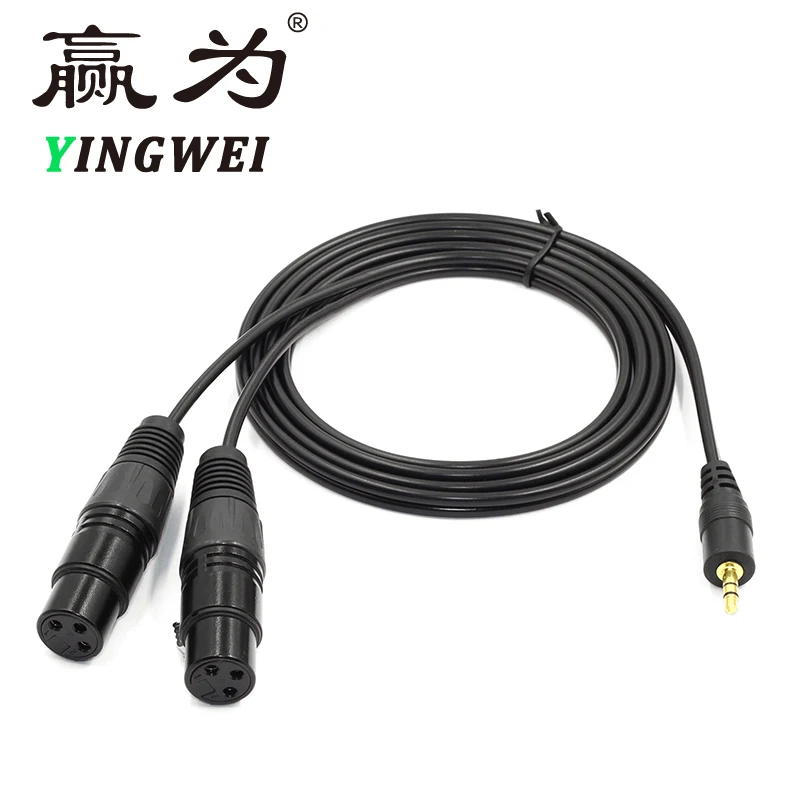 

3.5mm TRS Stereo Male to Dual XLR Splitter Patch Cable Unbalanced Jack 1/8 to Double XLR Breakout Cable Microphone Cable