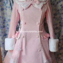 Настраиваемые Великолепный розовый Зимняя шерстяная одежда теплые пальто Лолита пальто готическая лолита шерсть 4XL 5XL 6 xlcoat
