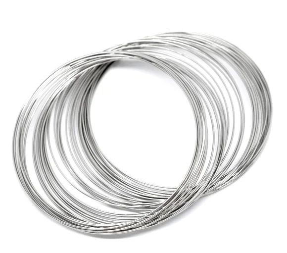 

8SEASONS Silver Tone Color Memory Beading Wire for Bracelet 60mm-65mm Dia. Sold Per Packet Of 200 Loops