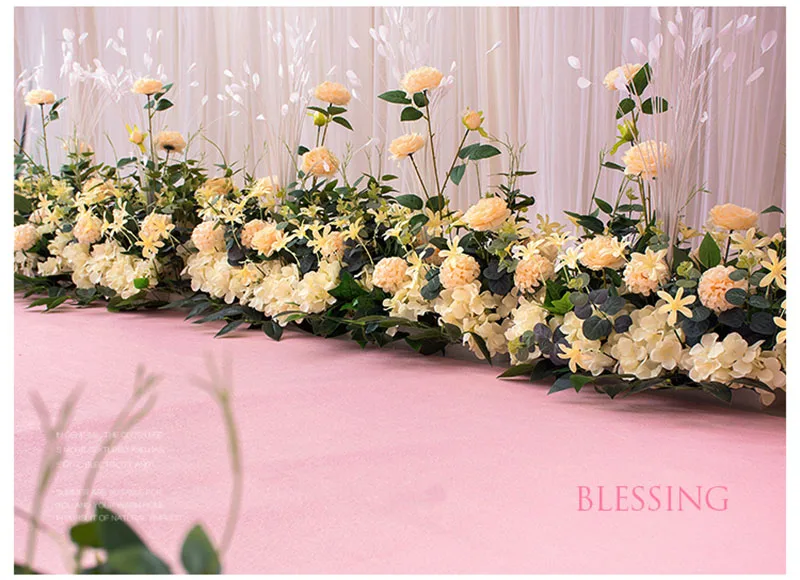 Flone Artificial Silk Hydrangea Rose Flower Row Wedding Road Lead T Station Stage DIY Background Art Home Decoration Accessories (6)