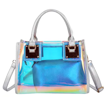 

Women Shoulder Bag Tote Fashion Laser Transparent Crossbody Bags Messenger Shoulder Beach Bag 2019 New Design Shoulder Bags 6J24