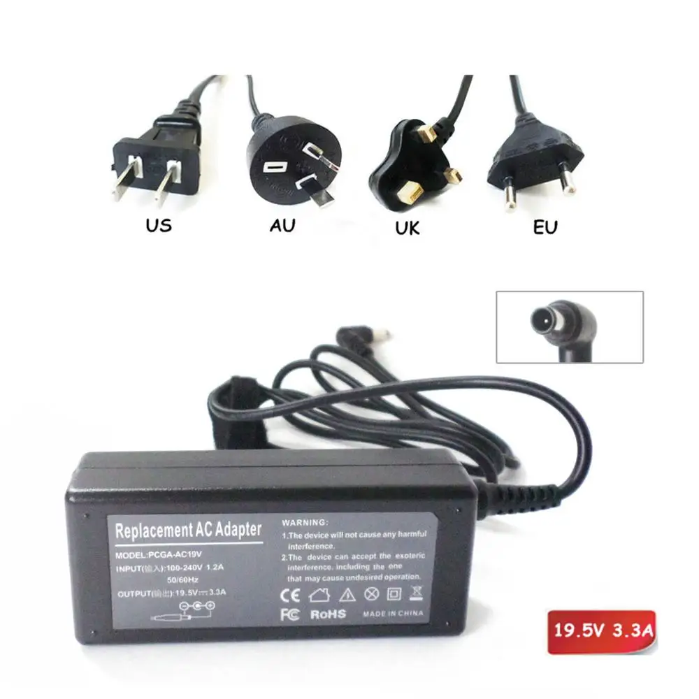 

AC/DC Adapter Power Supply For Sony Vaio PCGA-AC19V Vgp-ac19v78 Vgp-ac19v48 Laptop Charger 19.5V 3.3A